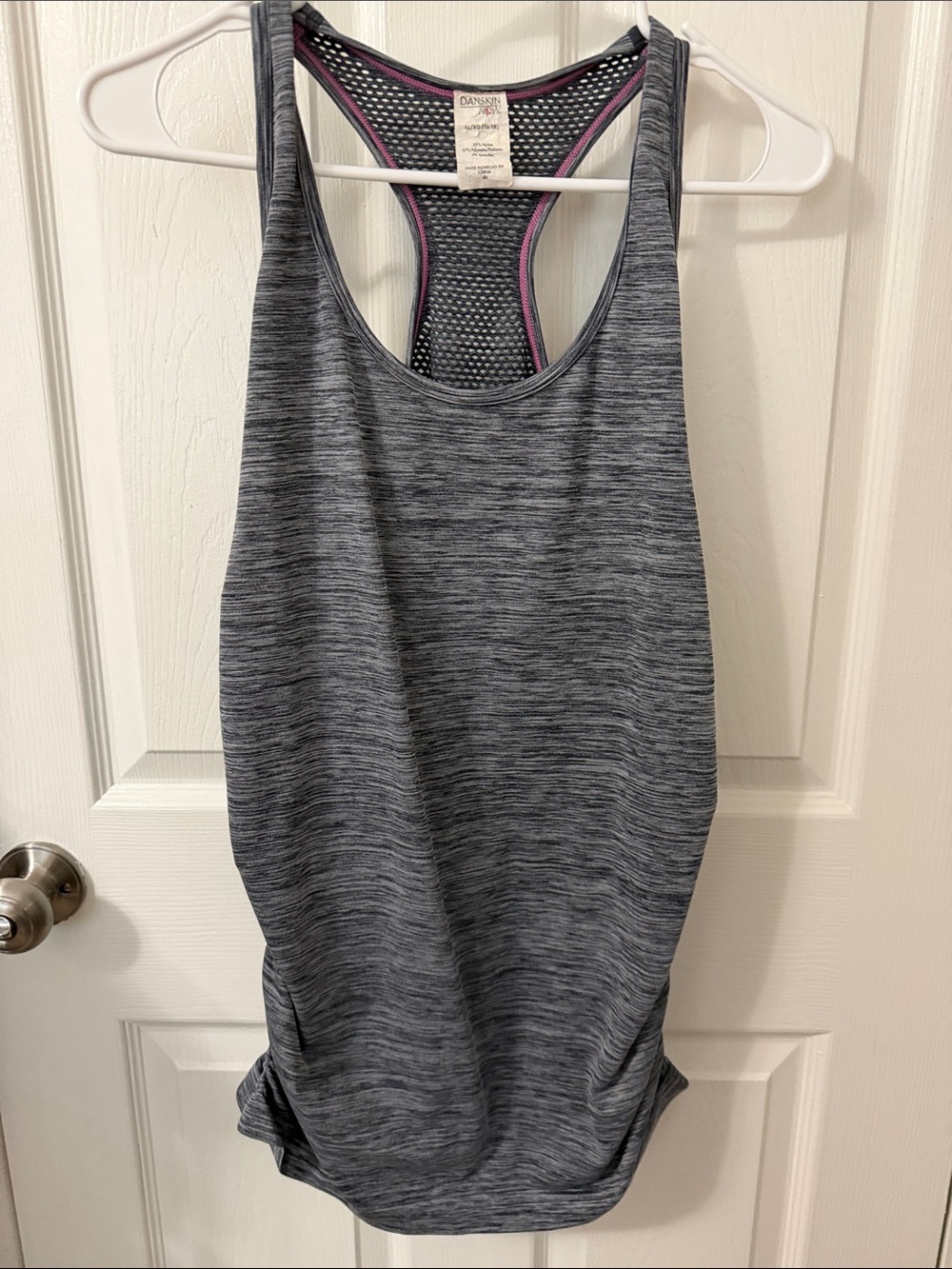 Danskin Gray Racerback Tank Top with Pink Trim